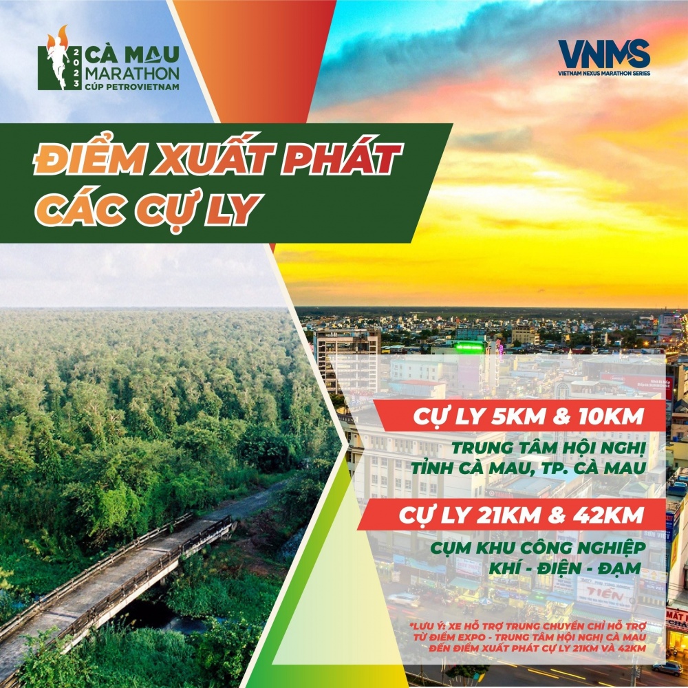 Điểm xuất phát các cự ly của giải Marathon Cà Mau 2023 - Cúp Petrovietnam