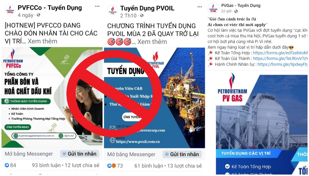Cẩn trọng với tin tuyển dụng lừa đảo giả mạo thương hiệu dầu khí