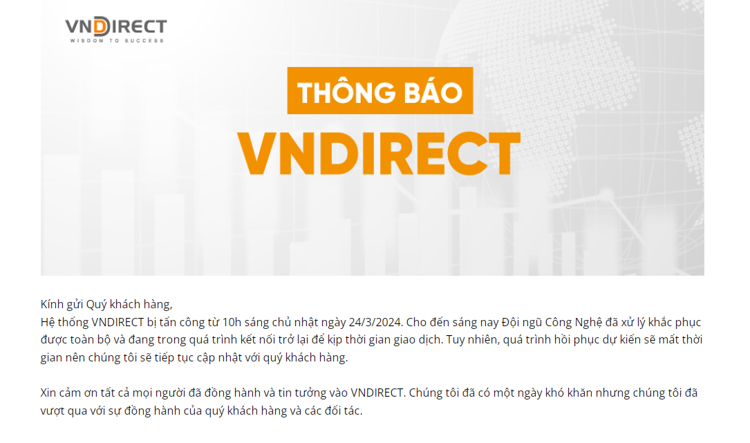Hệ thống VNDirect bị tấn công Hệ thống VNDirect bị tấn công