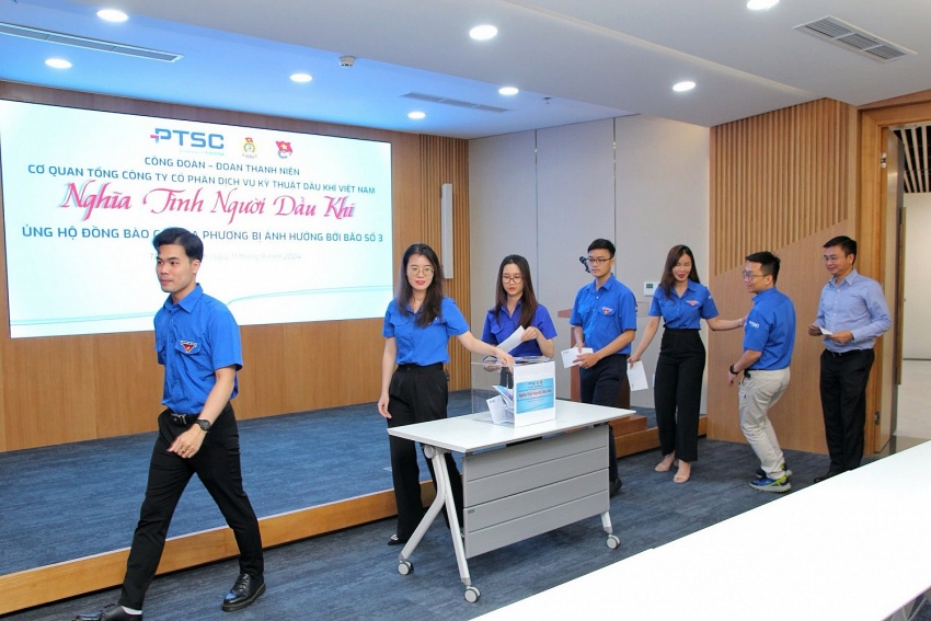 Công đoàn Cơ quan Tổng công ty PTSC tổ chức quyên góp ủng hộ đồng bào các địa phương bị ảnh hưởng bởi cơn bão số 3