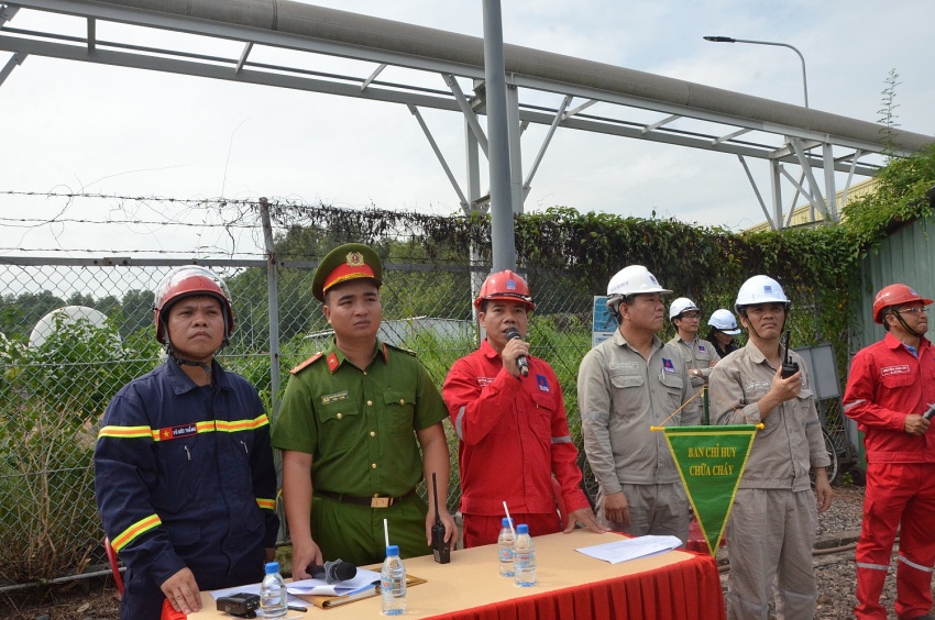 Diễn tập chữa cháy, CNCH và ứng phó sự cố tràn đổ hoá chất tại Nhà máy Đạm Phú Mỹ