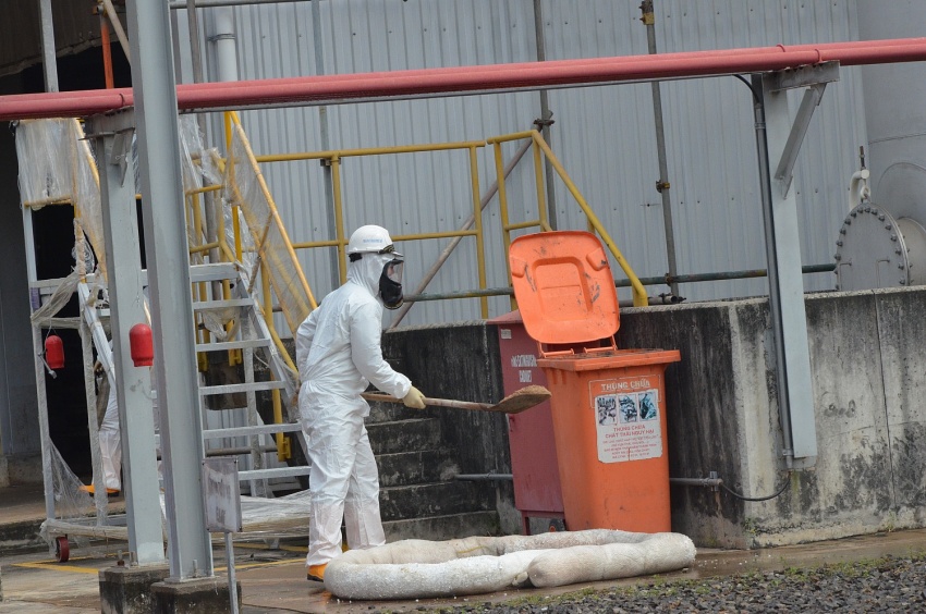 Diễn tập chữa cháy, CNCH và ứng phó sự cố tràn đổ hoá chất tại Nhà máy Đạm Phú Mỹ