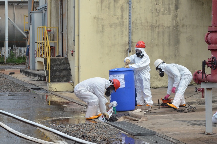 Diễn tập chữa cháy, CNCH và ứng phó sự cố tràn đổ hoá chất tại Nhà máy Đạm Phú Mỹ