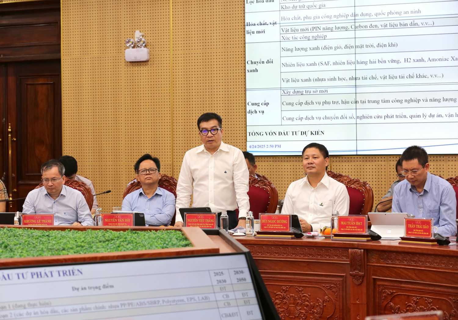 Ông Nguyễn Việt Thắng - Tổng Giám đốc BSR báo cáo các kiến nghị lên Ban Thường vụ Tỉnh ủy Quảng Ngãi
