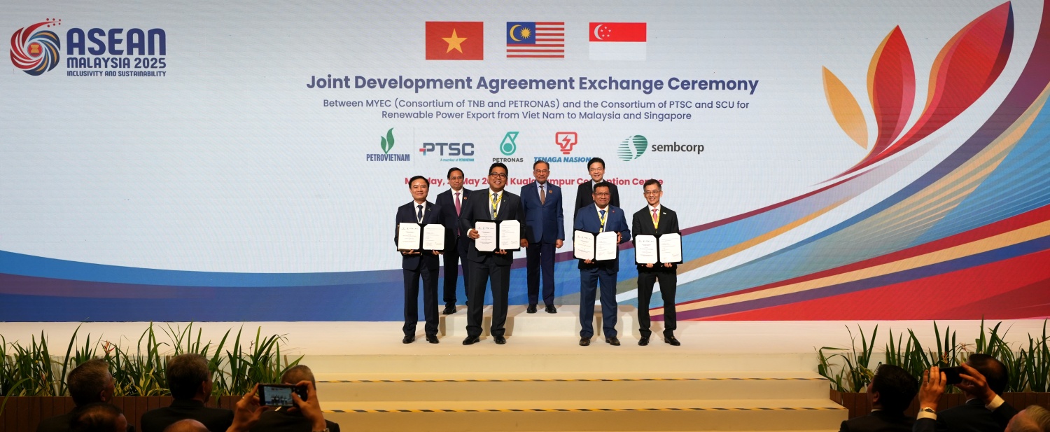 PTSC, MYEC và Sembcorp thiết lập hợp tác chiến lược về điện tái tạo xuyên biên giới