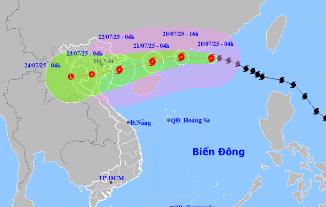 Bão Wipha tiếp tục tăng cấp, hướng vào vùng biển Quảng Ninh - Ninh Bình