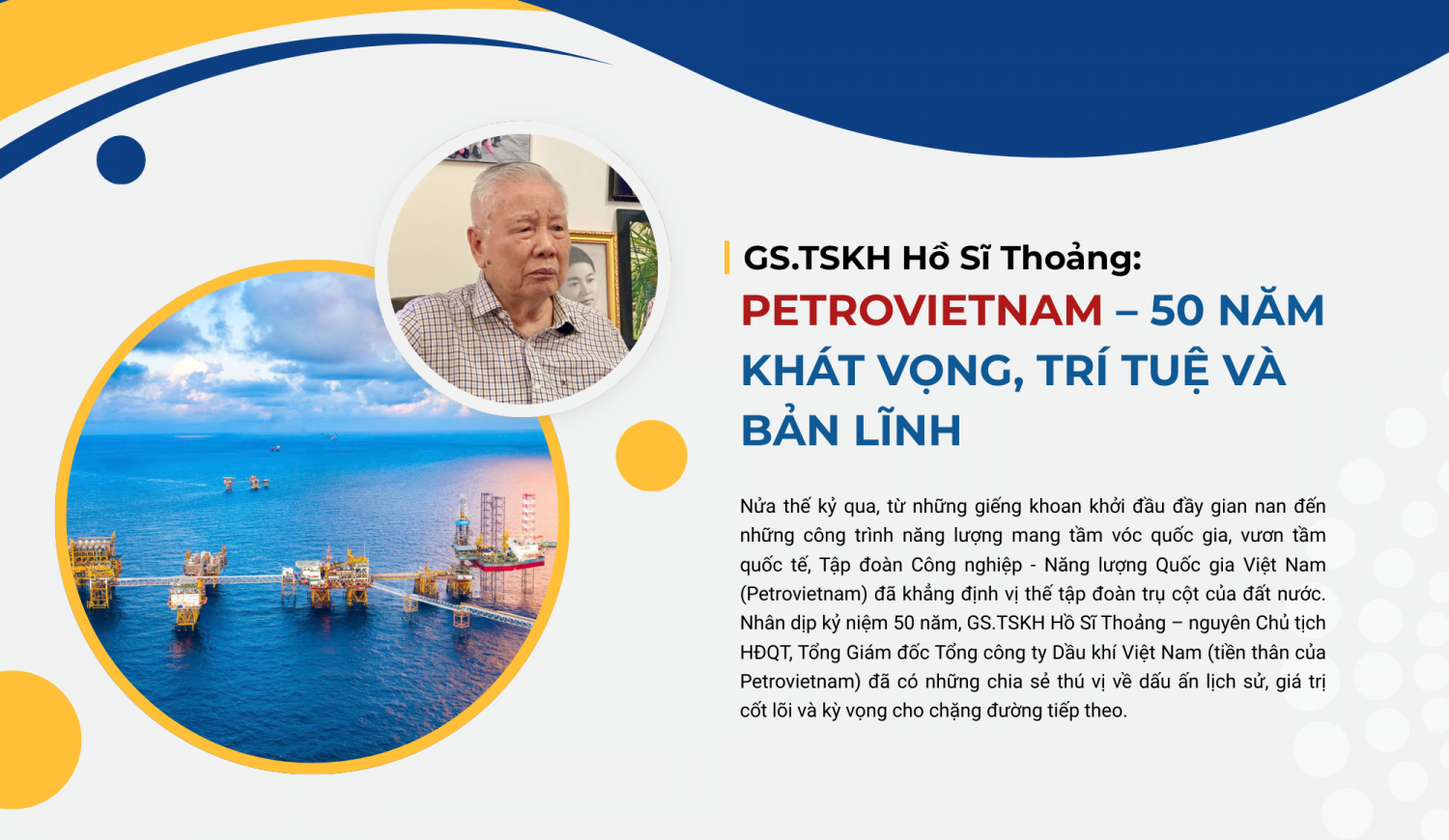 GS.TSKH Hồ Sĩ Thoảng: Petrovietnam – 50 năm khát vọng, trí tuệ và bản lĩnh