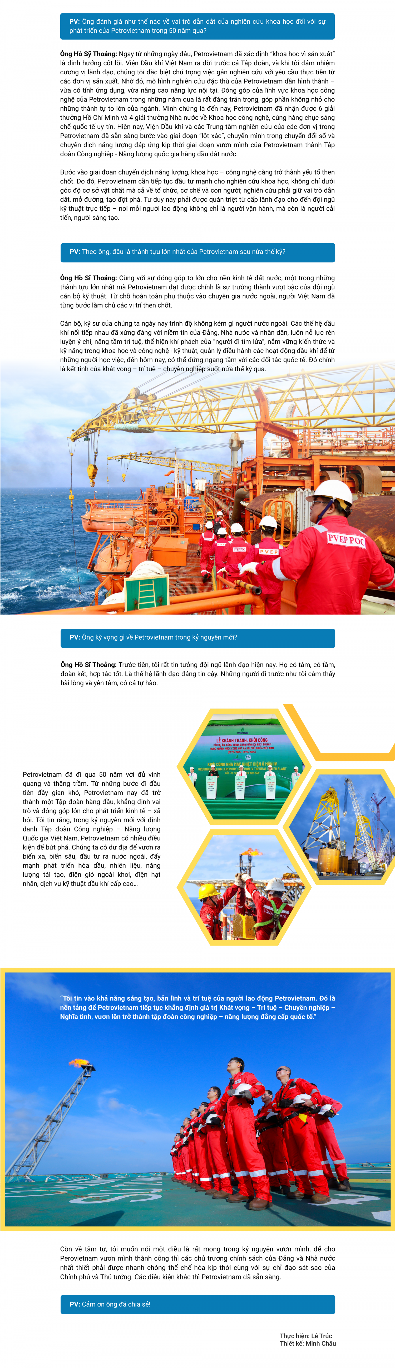 GS.TSKH Hồ Sĩ Thoảng: Petrovietnam – 50 năm khát vọng, trí tuệ và bản lĩnh