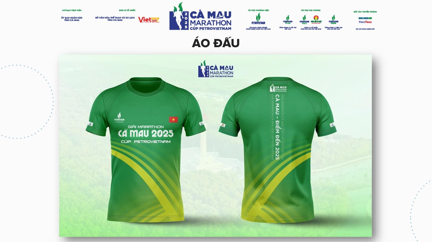 Bộ Race Kit của giải Marathon Cà Mau 2025 - Cup Petrovietnam: Sắc màu năng lượng từ Đất Mũi Bộ Race Kit của giải Marathon Cà Mau 2025 - Cup Petrovietnam: Sắc màu năng lượng từ Đất Mũi