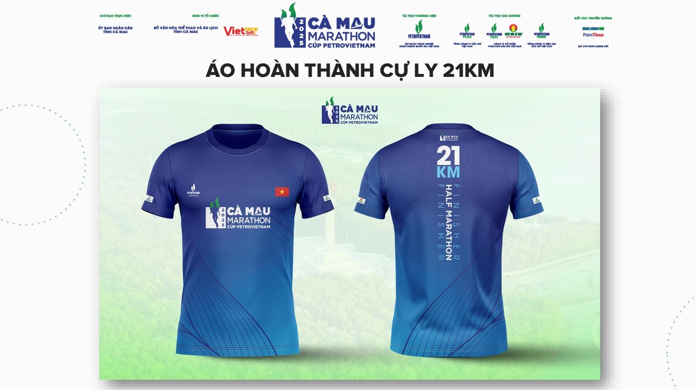Bộ Race Kit chính thức của Giải Marathon Cà Mau 2025 – Cup Petrovietnam: Sắc màu năng lượng từ Đất Mũi Bộ Race Kit của giải Marathon Cà Mau 2025 - Cup Petrovietnam: Sắc màu năng lượng từ Đất Mũi