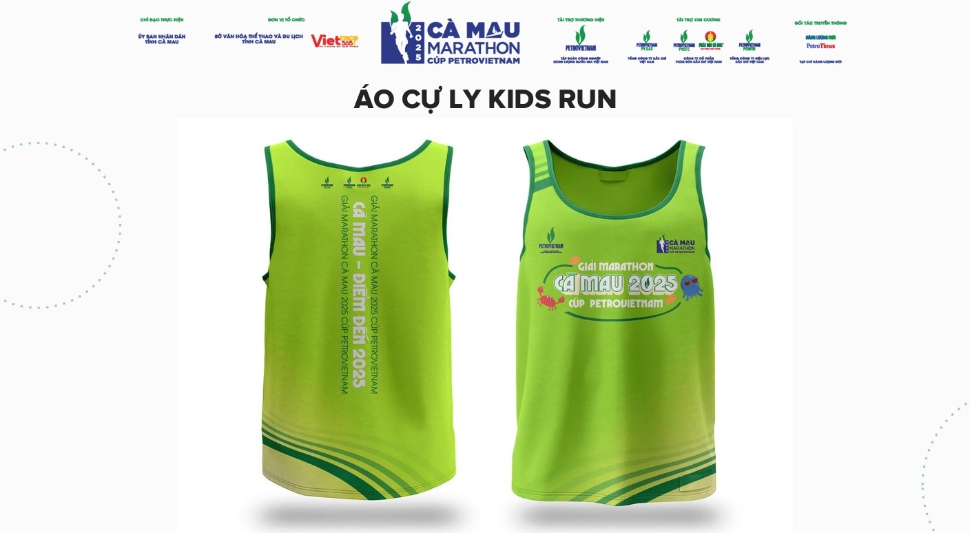 Bộ Race Kit của giải Marathon Cà Mau 2025 - Cup Petrovietnam: Sắc màu năng lượng từ Đất Mũi Bộ Race Kit của giải Marathon Cà Mau 2025 - Cup Petrovietnam: Sắc màu năng lượng từ Đất Mũi