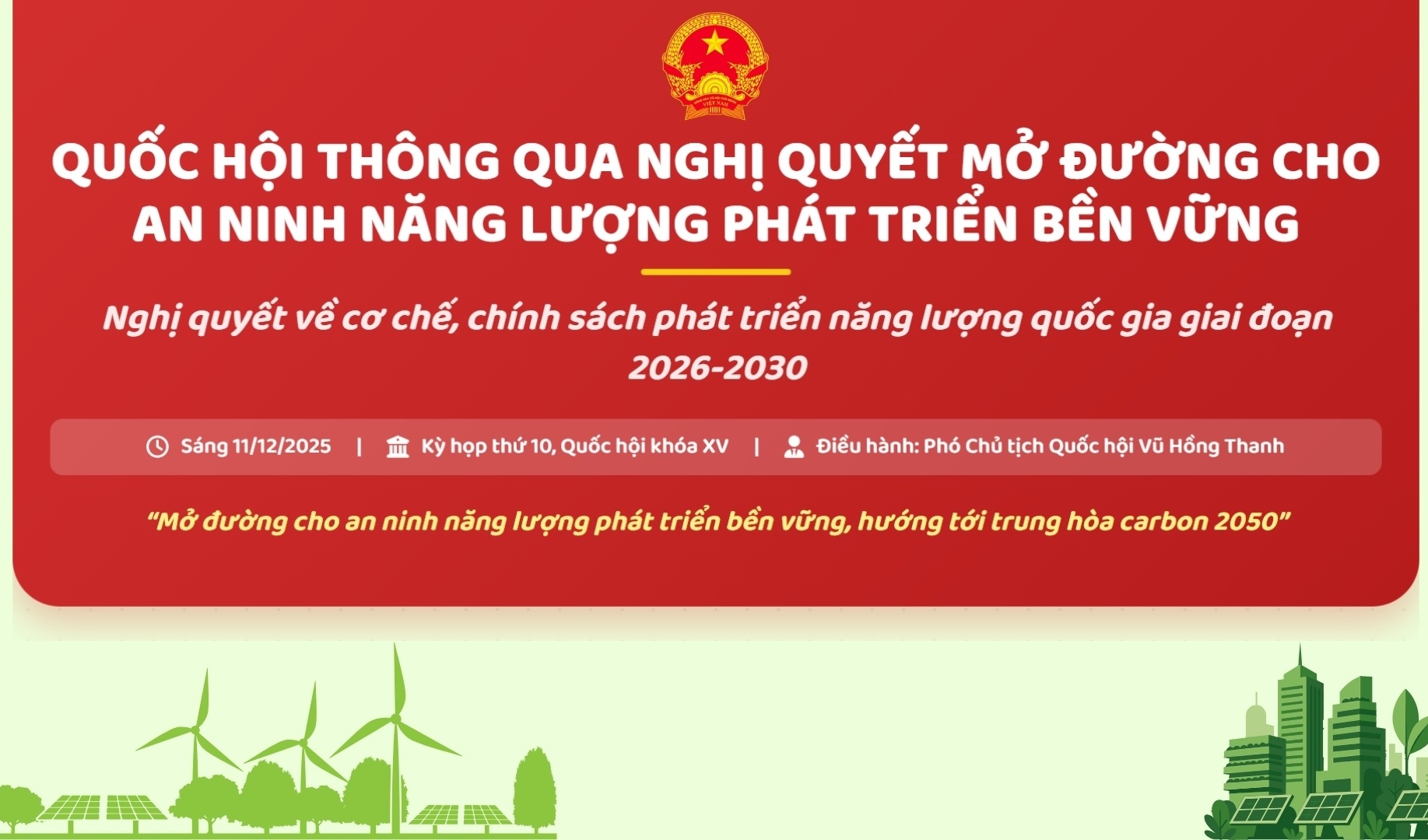 [Infographic] Quốc hội thông qua Nghị quyết mở đường cho an ninh năng lượng phát triển bền vững