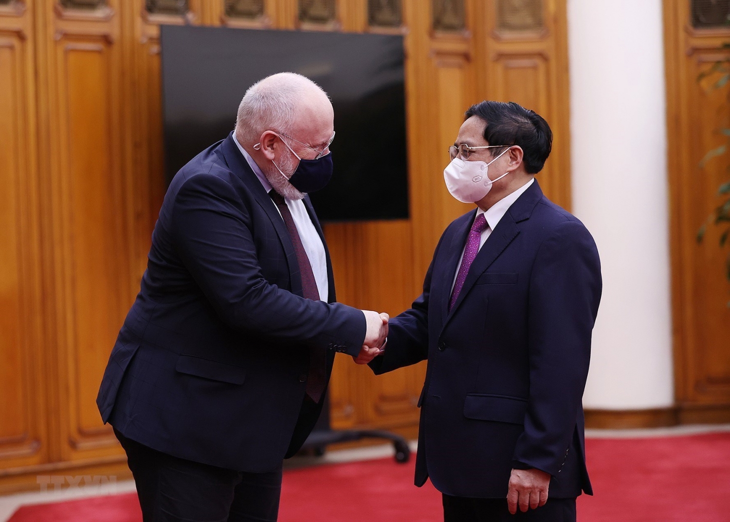 Thủ tướng Chính phủ Phạm Minh Chính tiếp xã giao Phó Chủ tịch điều hành Uỷ ban Châu Âu Frans Timmermans