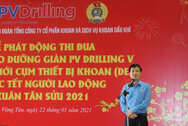 PV Drilling tổ chức Lễ phát động thi đua cao điểm giàn khoan PV DRILLING V và chúc Tết xuân Tân Sửu năm 2021 PV Drilling phát động thi đua cao điểm dự án đóng mới cụm thiết bị khoan (DES) và bảo dưỡng/tái khởi động giàn PV DRILLING V- chúc Tết NLĐ