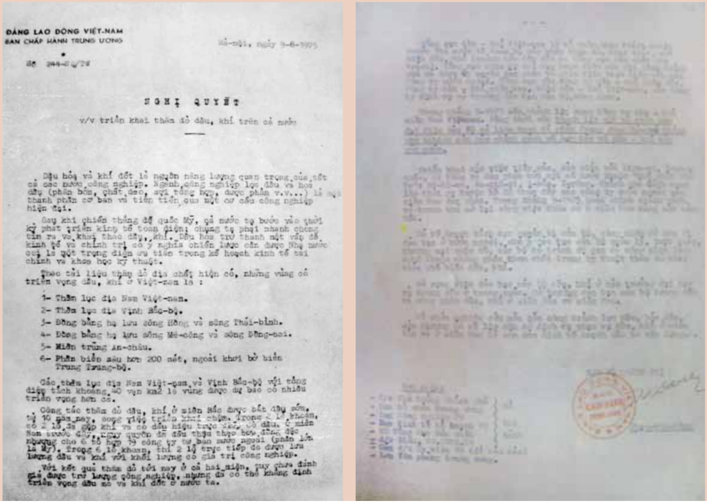Nghị quyết số 244-NQ/TW ngày 9/8/1975. (Ảnh tư liệu)